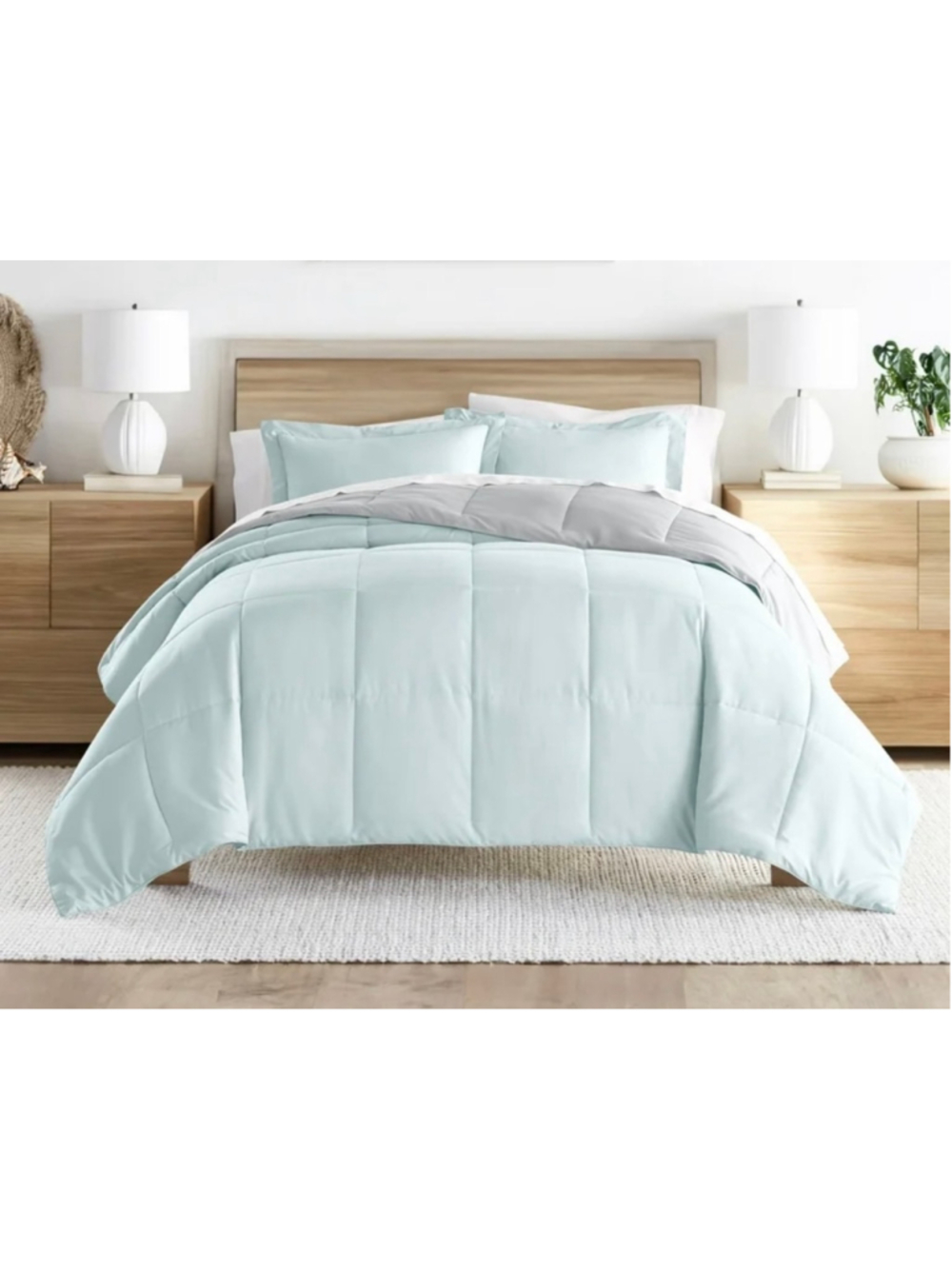 NEW Reversible Comforter Set Full Aqua and Gray